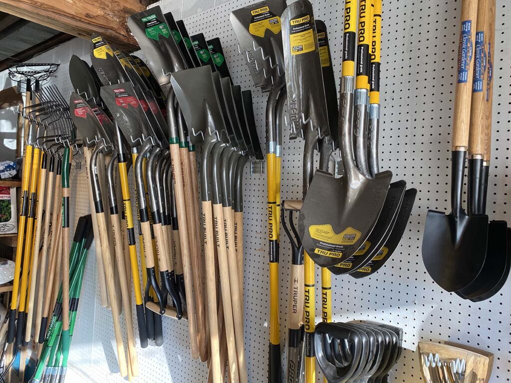 shovels and rakes